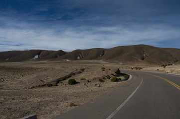 beautiful highway in mountains region in Bolivia