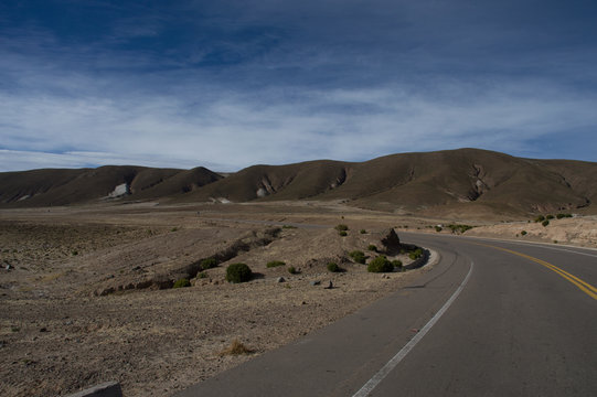 beautiful highway in mountains region in Bolivia