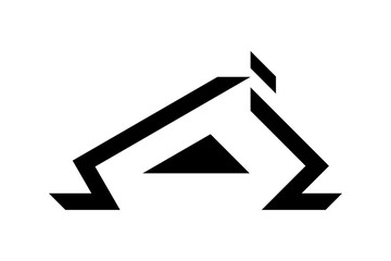 Black roofing logo design, vector illustration