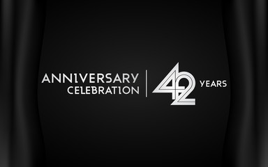 42 Years Anniversary Logotype with   Silver Multi Linear Number Isolated on Dark Background - obrazy, fototapety, plakaty
