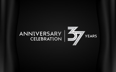 37 Years Anniversary Logotype with   Silver Multi Linear Number Isolated on Dark Background