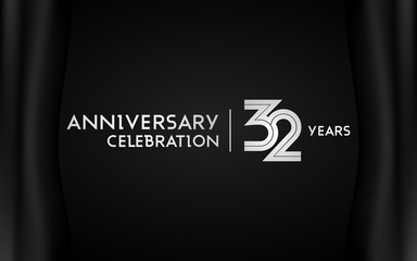 32 Years Anniversary Logotype with   Silver Multi Linear Number Isolated on Dark Background