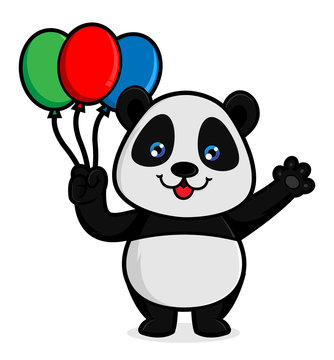 Panda hold baloons
