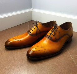 The footwear sewed individually. Qualitative classical men's shoes.