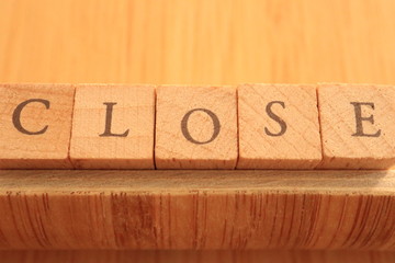 TOKYO, JAPAN. 2018 July 20th. Wooden Block Text of Closed