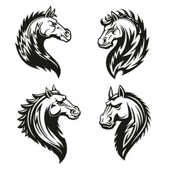 Tribal horse heads. Mascot or tattoo