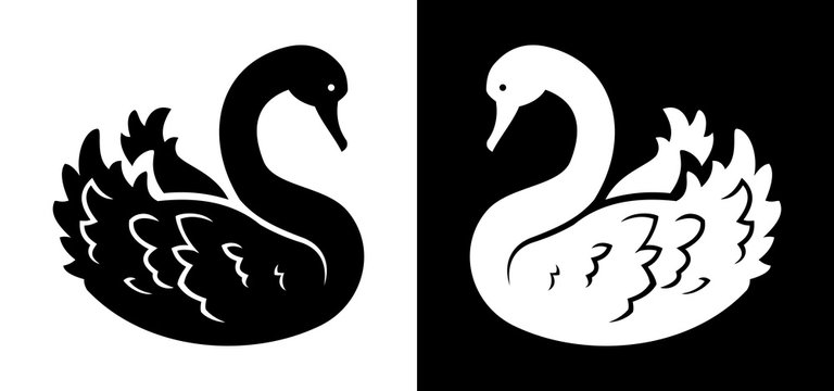 Swan black and white silhouette