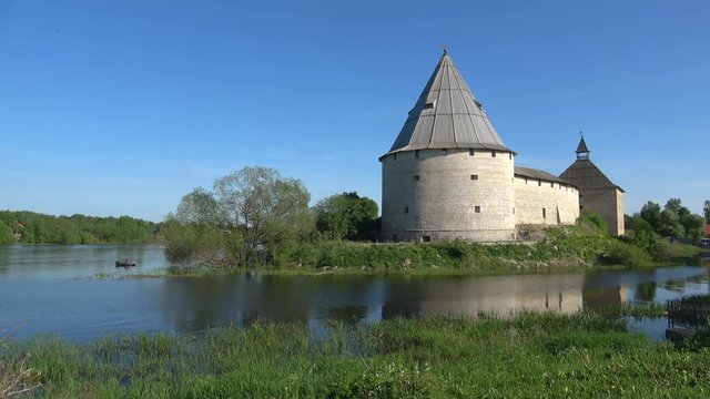 Sunny may day at the ancient fortress. Old Ladoga, Russia