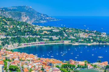 Stunning views of the small town of Villefranche-sur-Mer. French Riviera. Cote d'Azur.