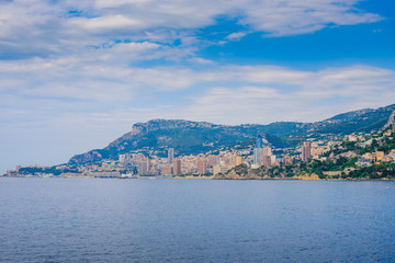 Fototapeta na wymiar Beautiful view from Cape Martin to the beaches and Monaco. Cote d'Azur. France