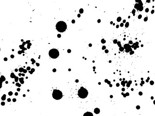 Handdrawn grunge texture. Abstract ink drops background. Black and white grunge illustration. Vector watercolor artwork pattern.