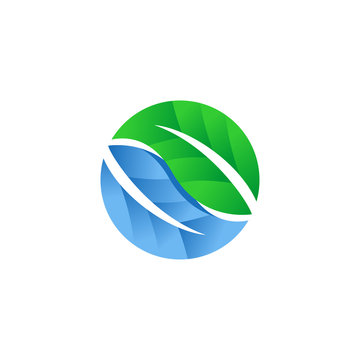 blue green leaf logo