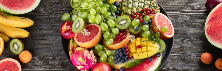 Naklejka na ściany i meble Fresh fruits and berries platter