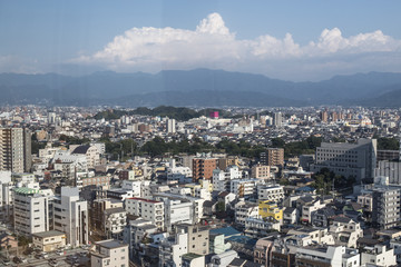 Fototapeta na wymiar City view of Japan and blue sky, cityscape