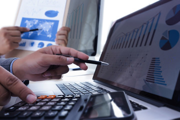 analyzing the work Accounting on Laptop  investment concept.
