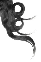 Black hair, isolated over white. Circles made from hair