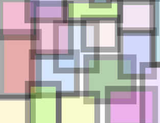 Abstract overlapping square & rectangle colorful shapes.