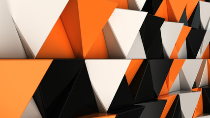 Pattern of black, white and orange triangle prisms