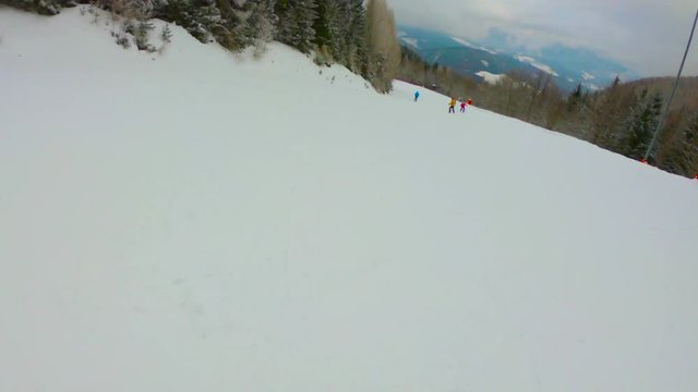 Falling Skier into Snow- First Person GoPro