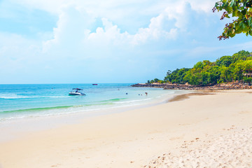 A beautiful sandy beach on the island of Samed in Thailand.