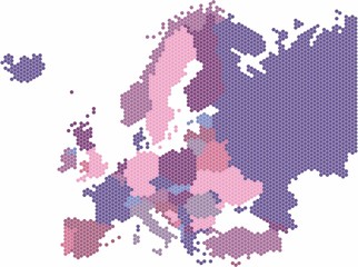 Obraz premium Geometry hexagon form of Europe map on white background. Vector illustration.