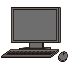 デスクトップパソコン　グレー　画面消灯