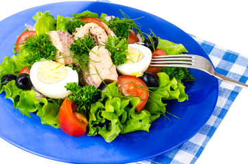 Vegetable salad with canned fish