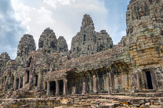 The famous Khmer temple of Angkor Tom in Cambodia.