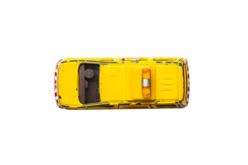 Car toy diecast on the white background , Top view .  (clipping path)