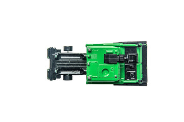 Car toy diecast on the white background , Top view .  (clipping path)