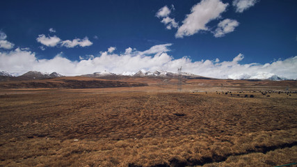 Mountain and Land with some of clouds and sky with high contrast