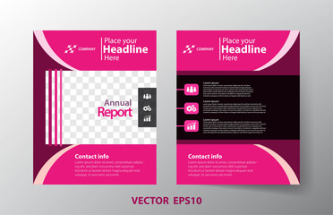 Cover design of business annual report with pink tone concept for presentation,vector illustration design,eps10.