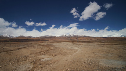 Mountain and Land with some of clouds and sky with high contrast