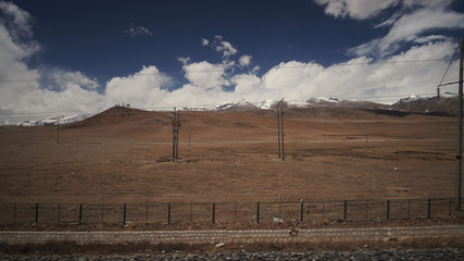 Mountain and Land with some of clouds and sky with high contrast