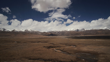 Mountain and Land with some of clouds and sky with high contrast