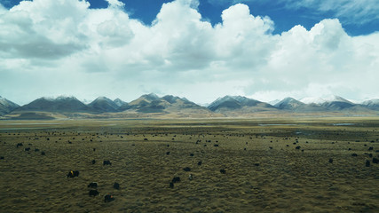 Mountain and land with old town look and clear scenery