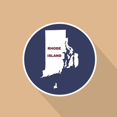 Map of the U.S. state of Rhode Island on a blue background. State name