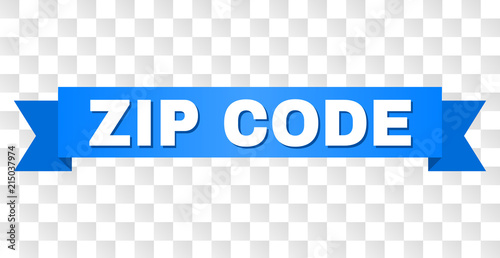 Zip Code Text On A Ribbon Designed With White Title And Blue Tape