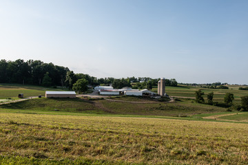 Fototapeta na wymiar Ag landscape of a small dairy farm