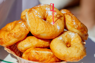 Pies baked from dough on a table