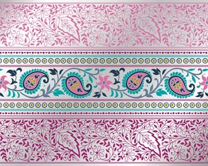 wedding card design, paisley floral pattern , India