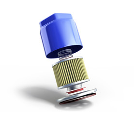 internal structure of automobile oil filter 3d render on white
