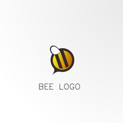 bee logo concept, abstract  logo, sign, symbol or mark for creativity, teamwork, chat, kids world, and food company. vector logo design