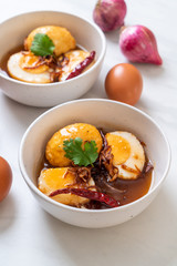 Fried Boiled Egg with Tamarind Sauce