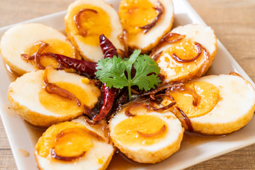 Fried Boiled Egg with Tamarind Sauce