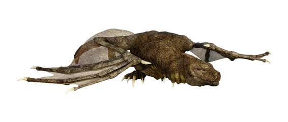 3D Rendering Fantasy Dragon on White