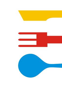 Cutlery, spoon, fork and knife, multicolored vector illustratiion
