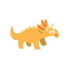 Cute cartoon triceratops dinosaur, prehistoric dino character vector Illustration on a white background