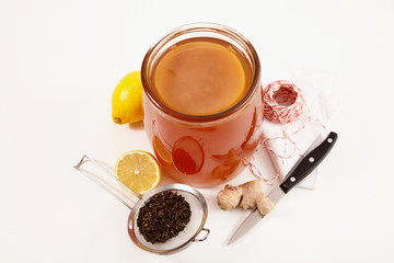 Glass jar of freshly made Kombucha