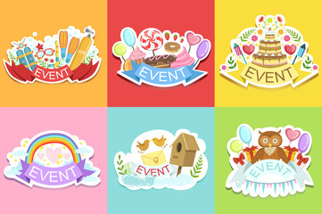 Party Template Labels Set Of Cute Stickers